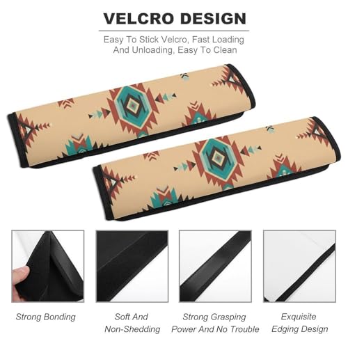 2 Piece Geometric Tribal Red Teal White Aztec Car Seat Belt Pad Breathable Seat Belt Cushion for Child, Stroller Pushchair High Chair, Easy Install (No Tool) - color: Pattern 30