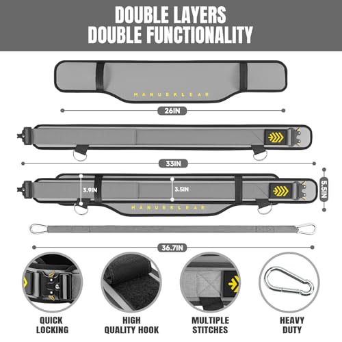 MANUEKLEAR 2-in-1 Weightlifting Belt & Dip Belt with 36.7 IN Rope, Double-Layer Weight Lifting Belts, Powerlifting Gym Weighted Belt for Pull Up Squat - color: Sleek Grey, size: M(30-33in)