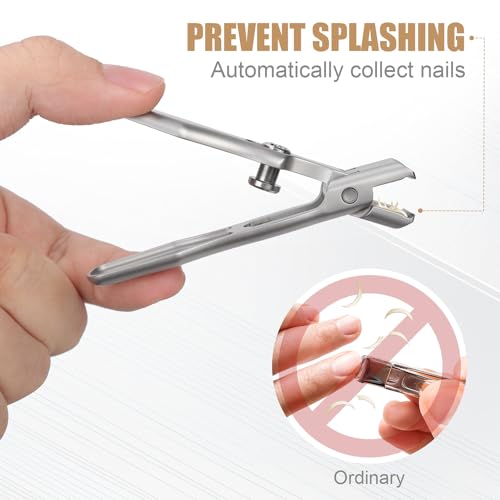 Nail Clippers for Thick Nails,Stainless Steel Anti-Splash Nail Clippers Open Large Fingernail Cutter Nail File Portable Sharp Toe Accessories for Men Women, with Box