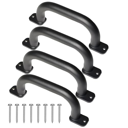 ESPETS 4 Pack of 10 Inch Black Metal Outdoor Playground Handles | Rust-resistence Metal Playset Accessories, Playhouse ladder handles, Indoor Monkey Bars, Treehouse, Climbing walls handles - color: Black