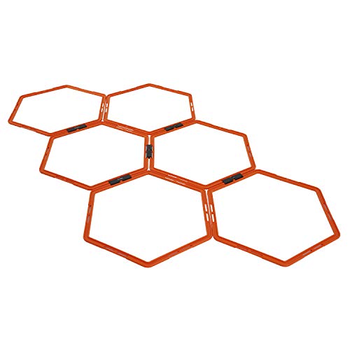 Yes4All Hex Agility Rings/Speed Rings with Carrying Bag – Hexagon Rings, Agility Hurdles for Agility Footwork Training - color: A. Orange - 6 Rings