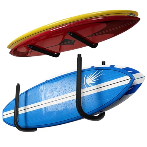 SUP Paddle Board and Kayak Storage Rack,Surfboard Wall Mount and Kayak Rack | Garage Ceiling Wall Storage Racks,Heavy-Duty Paddle Board Organizer,Up to 10" Thick and 50 lbs Max,Hang 1-3 Surf or SUP Board - style: 1 Set