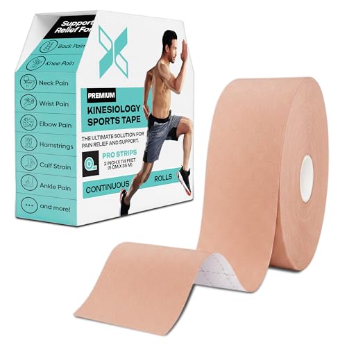 Kinesiology Tape Bulk Roll 114ft - Athletic Sports Tape, Beige | Elastic Waterproof, Athletic Support & Joint Protection, Uncut for Wrist, Knee, Shoulder, Foot, Skin-Friendly - color: Skin Beige