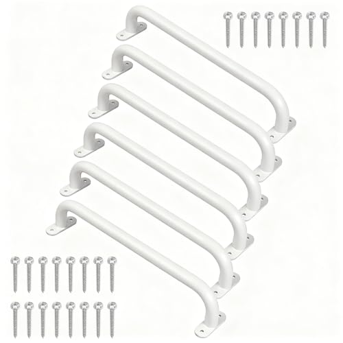 17 Inch White Indoor Monkey Bars Ladders Playground Handles 6 Pack | Heavy Duty Solid Metal, Non-Slip Matte Powder Coated, Comfy Secure Handle Bar, Outdoor Playset Climbing Frame Jungle Gym - color: White