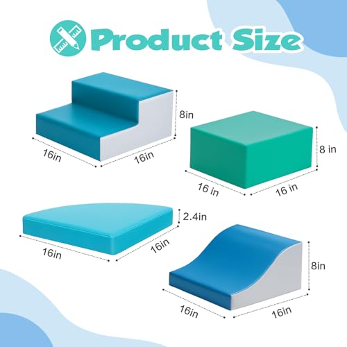 TODIBY 4-Pieces Climbing Toys for Toddlers: PU Leather - Soft Play Climbing for Toddlers - Foam Climbing Blocks for Crawling and Sliding Indoor Playground for Kids - style: Modern