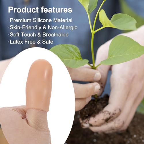 10 Pcs Gel Finger Cots, Silicone Finger Protectors, Waterproof Thumb Guard, Fingers Sleeves for Cracking, Peeling, Fingertip Bandage Alternative (Nude)