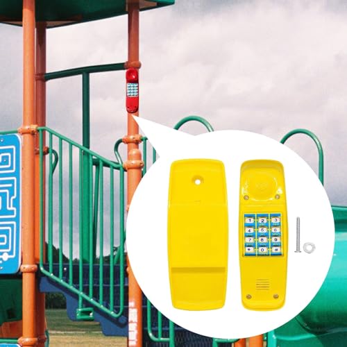 Pretend Phone Toy Pirate Wheel Game Playground Telephone Accessory for Children with Interactive Keys Quality Material Suitable for Swing Set Treehous, Yellow - color: Yellow