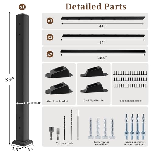 Aluminum Deck Railing Kit, Modular 36 in H. x 4 Ft W Stair Railing Kit for Outdoor Steps,Heavy Duty Balustrade System for Deck, Porch, Patio & Balcony(1 Post, 1 Panel) - size: 4 Feet-Stair