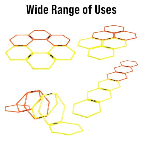 Japard Hex Agility Rings for Speed Training & Agility Footwork Training Speed Hurdles Ladder with Carrying Bag - style: Twelve (12) rings