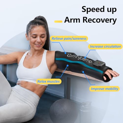 Comfytemp Air Compression Arm Massager for Circulation and Pain Relief, S | Recovery for for Tennis Elbow, Edema, Portable Full-Arm Compression Sleeve, Ideal for Men Women (Fits Upper Arm 8.5"~13") - size: S, 8.5"~13"
