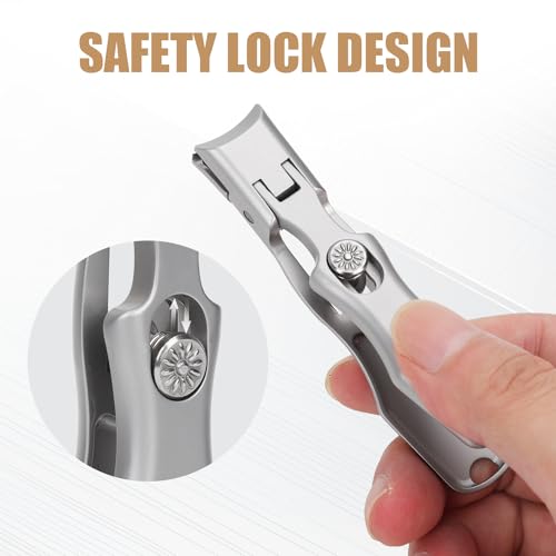 Nail Clippers for Thick Nails,Stainless Steel Anti-Splash Nail Clippers Open Large Fingernail Cutter Nail File Portable Sharp Toe Accessories for Men Women, with Box