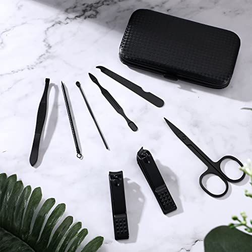 Geosar 12 Sets Manicure Set Nail Clippers Pedicure Kit 8 in 1 Grooming Stainless Steel Kits Nail Care Tools with Travel Case for Employee Coworker Teachers Nurse Gifts(Red Background) - color: Red Background