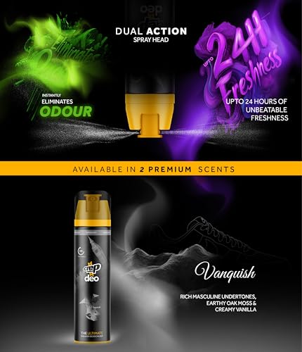 Crep Protect Shoe Deodorizer Spray - Shoe Smell Eliminator Delivers 24-Hour Odor Protection, Residue-Free Formula for All Sneakers, Refreshing Scent (Fresh Linen, Vanquish, 5.07oz)