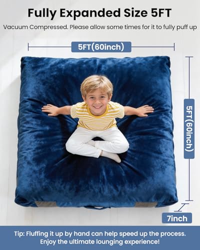Crash Pads for Kids Sensory, Climbing Crash Pads, Crash Mat Sensory Room Play Equipment, Soft Foam Landing Zone, Luxe Velour, Cover Washable - size: 5FT