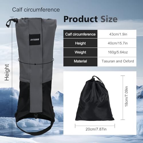 Waterproof Adjustable Hiking Gaiters for Men and Women, Snow Boots-Gaiters for Hiking in Hunting Sand Mud Mountain Climbing Snowshoeing - color: Grey