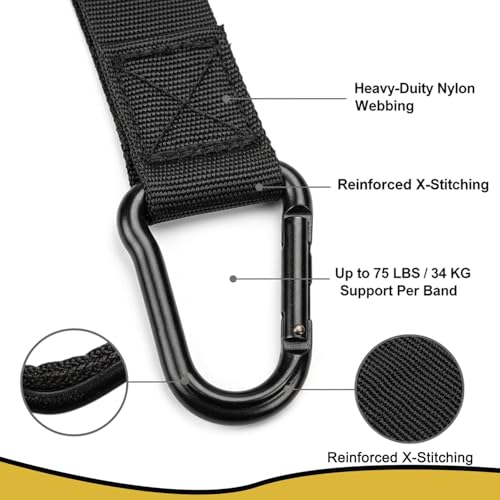 Pull Up Assistance Bands – Heavy Duty Adjustable Pull Up Assist Bands with Foot & Knee Support for Pull Up Bar, Pull Up Resistance Bands for Home Gym, Strength Training Equipment, Black
