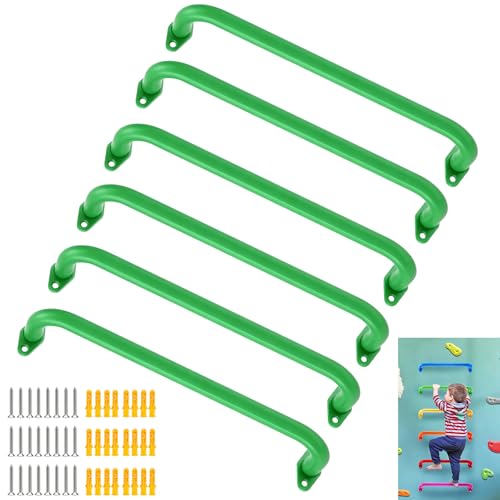 BiJun 17 Inch Monkey Bars Heavy Duty Metal Playground Handles,Green 6 Pack | Indoor Outdoor Ceiling Grab Bars,Anti-Rust Steel,300LBS Capacity,for Backyard Climbing Frame Treehouse Wall Ladder - color: Green-6pcs