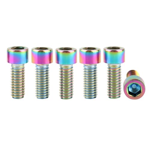 6Pcs Bike Screws M6x10 12 16 18 20 25 30 35mm Stainless Steel Socket Head Cap Allen Hex Bolt (Ranibow, M6 x12mm) - color: Ranibow, size: M6 x12mm