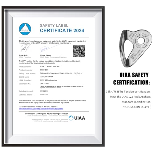 35kN UIAA Certified Heavy Duty Stainless Steel Climbing Bolt Hangers & Expansion Bolts Set, M10, Silver, 5pc - color: Bolt Hanger+Bolt-5pc, size: 10mm