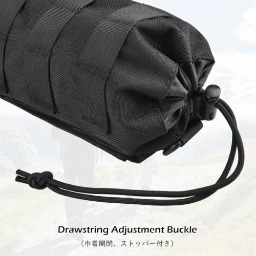 TRIWONDER Tactical MOLLE Water Bottle Pouch H2O Hydration Carrier, Military Bottle Holder Molle Drink Holder Travel Water Bottle Bag for Backpack Camping Outdoor - color: 03 Black