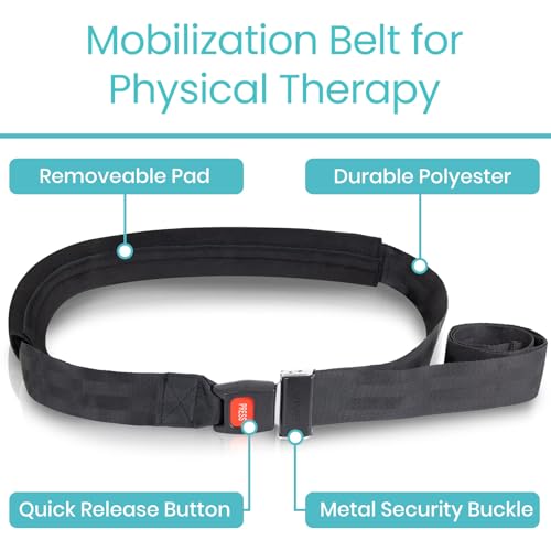 Vive Mobilization Belt for Physical Therapy with Buckle - Manual Traction Stretching Band - PT Traction Strap Belt for Stretching, Mobility, Massages & Exercise
