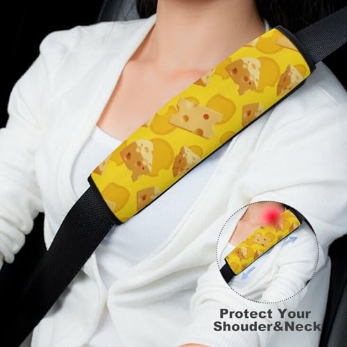 Universal Soft and Comfortable Cheese Fun Seat Belt Shoulder Pad for Kids, Most Cars, 1 Pair Seat Belt Covers Cushion Anti-Slip Pad - color: Pattern 703