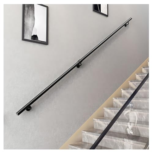 Metal il with 2 Brackets Round Tube Wall-Mounted Railing Kit for Indoor/Outdoor Stairs Balconies Terraces & Villas (400cm/13.1ft) - size: 400cm/13.1ft