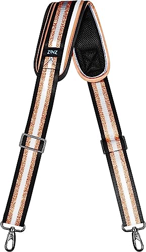 Bag Shoulder Strap, Padded Adjustable Shoulder Strap Replacement - color: Black Gold, size: 57"
