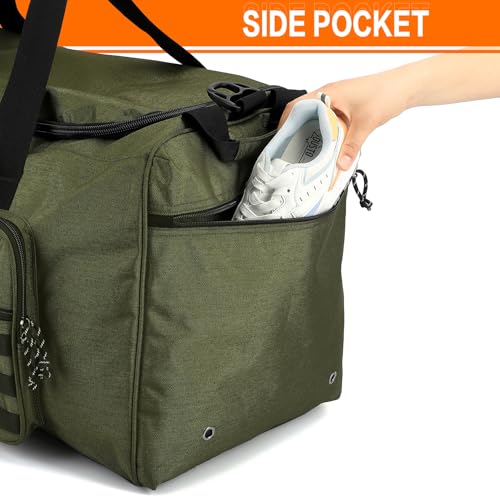 120L Extra Large Gym Duffle Bag for Men Women with Shoes Compartment Heavy Duty Tactical Sports Duffel Bag Big Football Baseball Basketball Soccer Hockey Team Equipment Bag, Green - color: Green