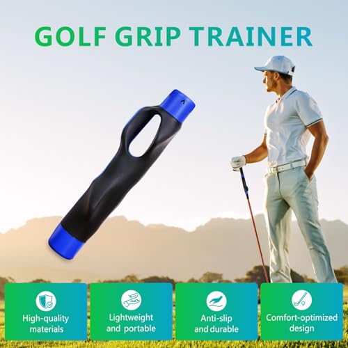 Golf Grip Trainer, Golf Training Aid for Correct Hand Position | Improve Grip Strength and Swing Technique for Better Performance, Portable Golf Club Grip Trainer for Beginners Practice