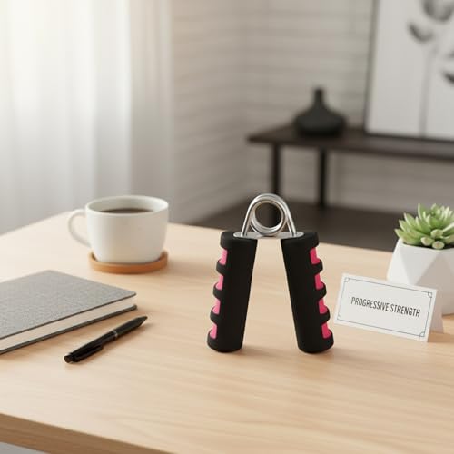 Adjustable Hand Grip Strengthener with Ergonomic TPE Foam Handles for Forearm & Finger Exercise - color: Red