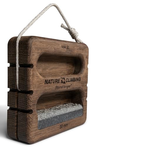 Portable Hangboard | Rock Climbing Hangboard | Hang Board for Climbing | Fingerboard | Strengthen Your Fingers | Bouldering Gifts | Hard Wood - color: Black Edition - Granite