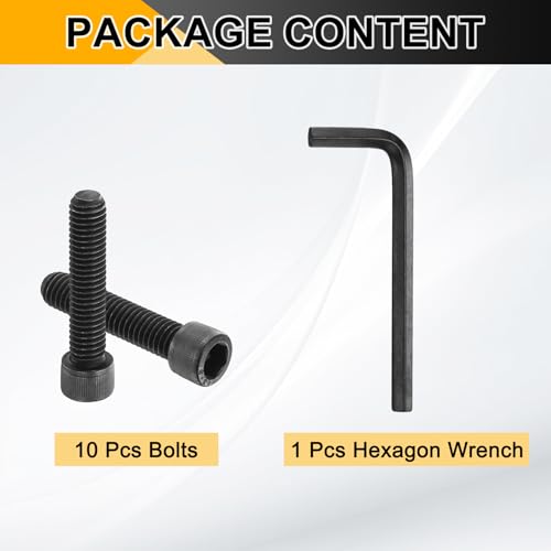 PATIKIL 3/8"-16 x 1-3/4 Socket Head Cap Screws Bolts, 10Pcs Carbon Steel Hex Head Metric Screws for Door Road Bicycle Mountain Bike Auto Ship Communication Equipment, Black - size: 3/8"-16 x 1-3/4