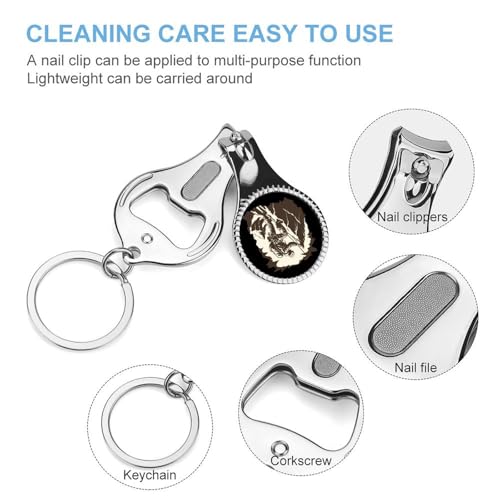 Vintage Rock Climbing Mountain Climber Nail Clippers Stainless Steel Fingernail and Toenail Cutters with Bottle Opener and Keychain for Men Women