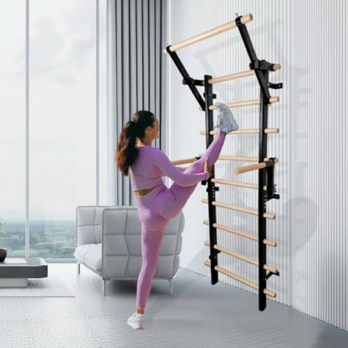 Home Gym Equipment Exercise Ladder Stall Bar Pull-Up Vertical Frame Wood With Secure Stable Construction Suitable for Climbing Lifting Mobility Fitness