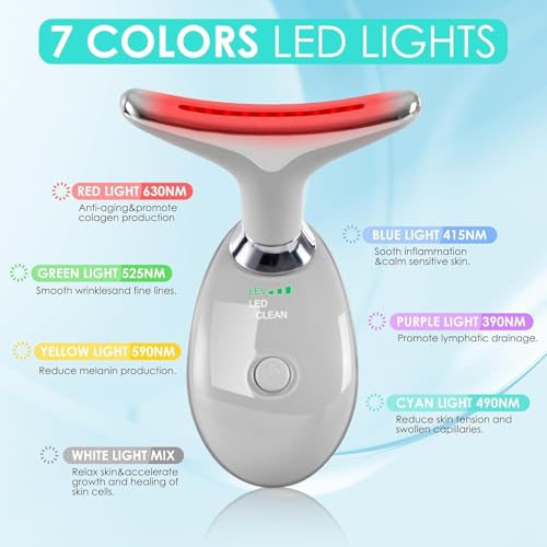 Facial Massager Face and Neck, Face 𝖲 culpting Wand with 7 Color Red (Grey) - color: Grey