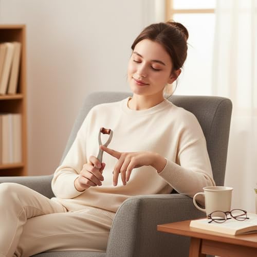 4 Finger Massager Roller, Arthritis Finger Massager,Finger Massage Tool for Hand Therapy, Wooden and Plastic Construction with Ergonomic Design