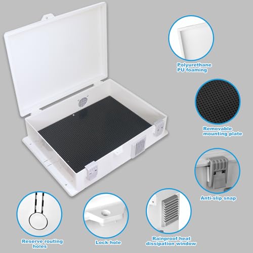 Electrical Junction Box, Outdoor Water Resistant Nema Enclosure, Ventilated ABS Plastic WiFi Project Box with Internal Mounting Panel & Hinged Cover 15.7" Lx 11" Wx 4.1" H - size: 15.7"L x 11"Wx 4.1"H