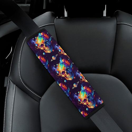 2 Pack Space Planet Skeleton Skull Car Seat Straps Shoulder Pads Universal Soft and Comfortable Seat Belt Cushion for Adults and Children, Stroller Pushchair High Chair - color: Pattern 677
