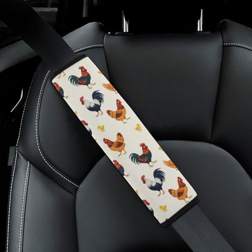 2 Piece Funny Colorful Rooster Cute Chicken Car Seat Straps Shoulder Pads Universal Fit Automotive Seat Belt Protector for Kids, Car Seats Pushchair Strollers High Chair Pushchair - color: Pattern 426
