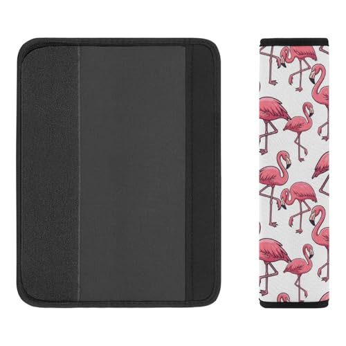 2PCS Soft Padded Car Seat Straps Shoulder Pads for Adult Use, Most Cars, Pink Flamingo Shoulder Protector, Shock Absorption - color: Pattern 720