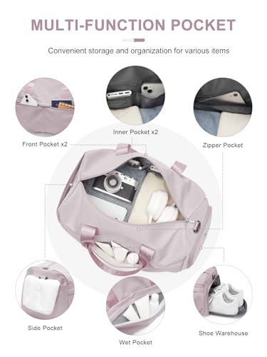 Gym Bag for Women Duffle Bag with Shoe Compartment Yoga Mat Bag Sports Workout Bag Weekend Overnight Bag, Light Pink - color: A23- Light Pink