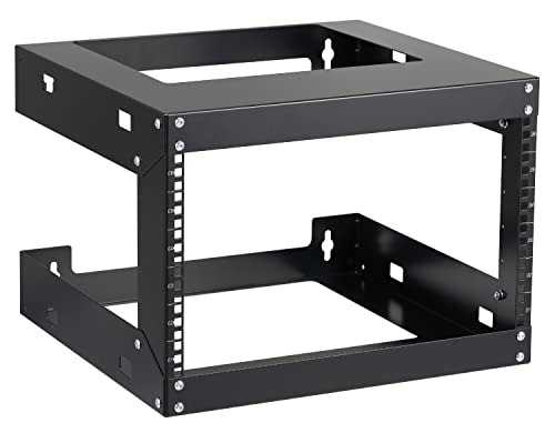 6U Wall Mount Rack Open Frame 19 Inch Server Equipment Network Cabinet 18 inches Depth Black by Tedgetal - color: 6U