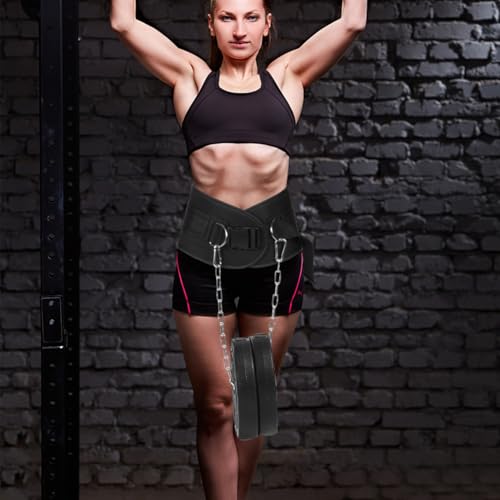 ibasenice Weighted Pull-up Dip Belt with Chain for Strength Training Adjustable Weight Lifting Belt Sturdy Fitness Equipment for Muscle Building
