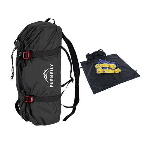 Foldable Rock Climbing Rope Bag, Black | Large Capacity, Folding Rope Storage Backpack, Adjustable Straps Outdoor Climbing Gears - color: 2-black