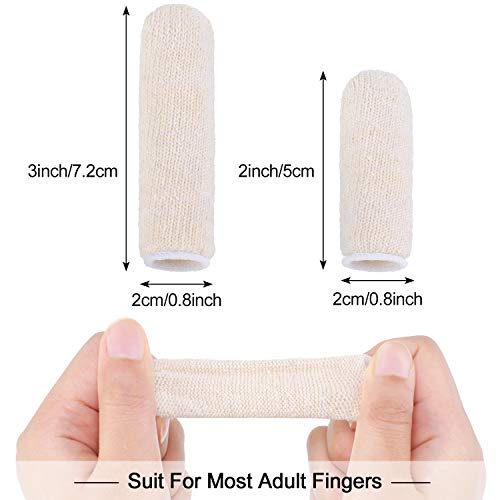 Geyoga 50 Pieces Cotton Finger Cots Cotton Finger Protector Gauze Thumb Sleeves Fingertips Protective Covers Ear Cleaning Wipes for Cut Injury Wounds Gardening Fitness and Cargo Handling