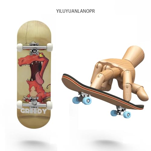 Wooden, pro Fingerboard 29mm Mini handboard、Premium Fingerboard Ideal for Dexterity maneuvers (Dinosaurs) - color: Dinosaurs