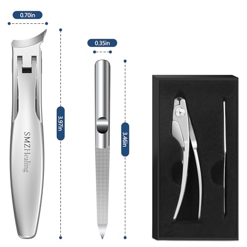Toenail Clippers for Seniors Thick Toenails with Slanted Curved | Large Toe Nail Clippers for Men Thick Nails with Wide Opening, Sharp Heavy Duty Ingrown Toenail Clippers Long Handle - color: Sliver 2pcs