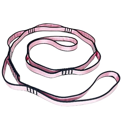 2Pcs Daisy Chain Multipurpose Anti-Gravity Yoga Belt, Climbing Rope, Hammock Rope - 23KN Double-Layer Adjustable Nylon Strap Rope Strong Daisy Chain - color: pink purple