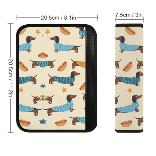 Universal Soft and Comfortable Car Seat Straps Shoulder Pads for Adult Use, Stroller Pushchair High Chair, 2PCS Sausage Dog Dachshund Beige Harness Pads Strap - color: Pattern 35